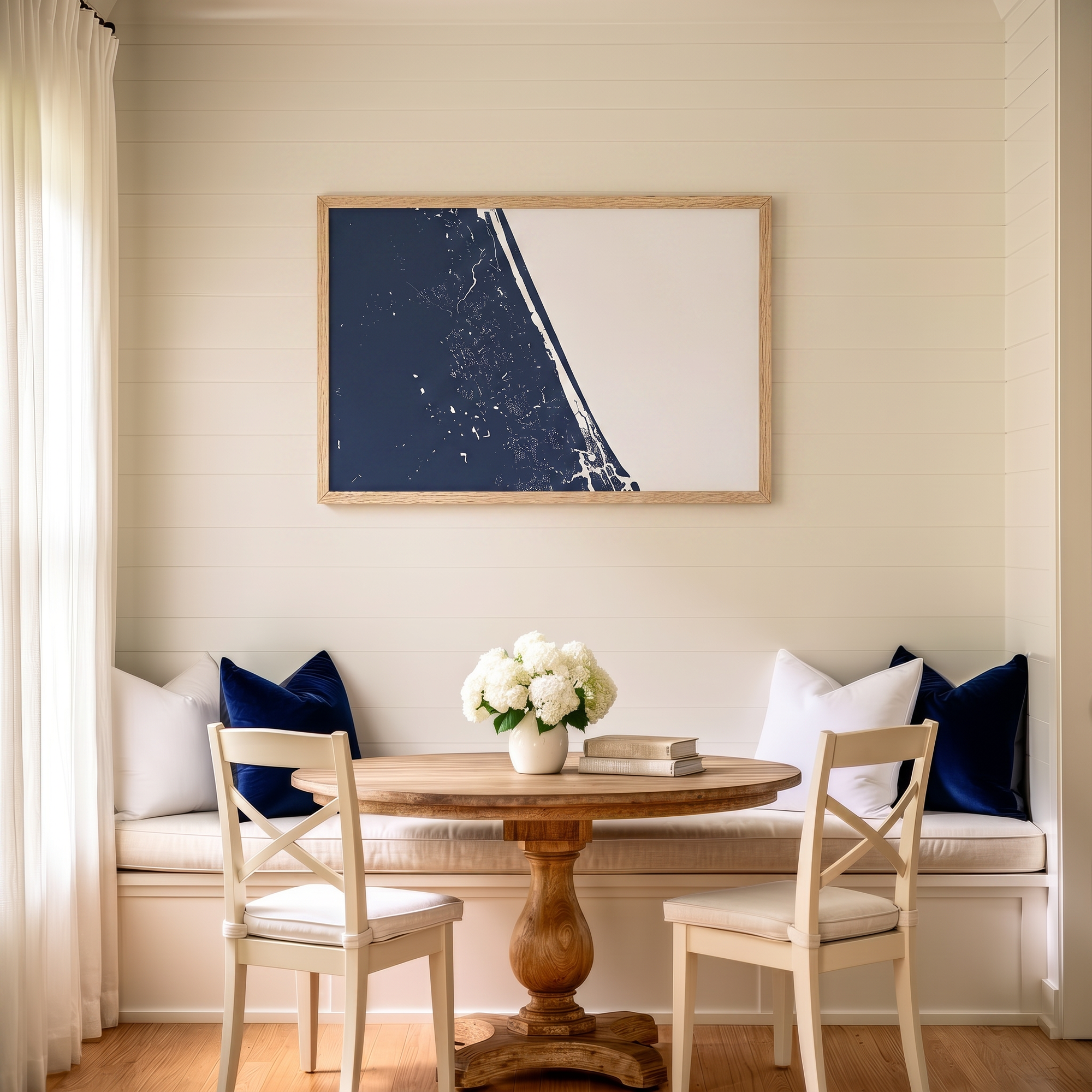 Daytona Beach matte map art in dining nook setting