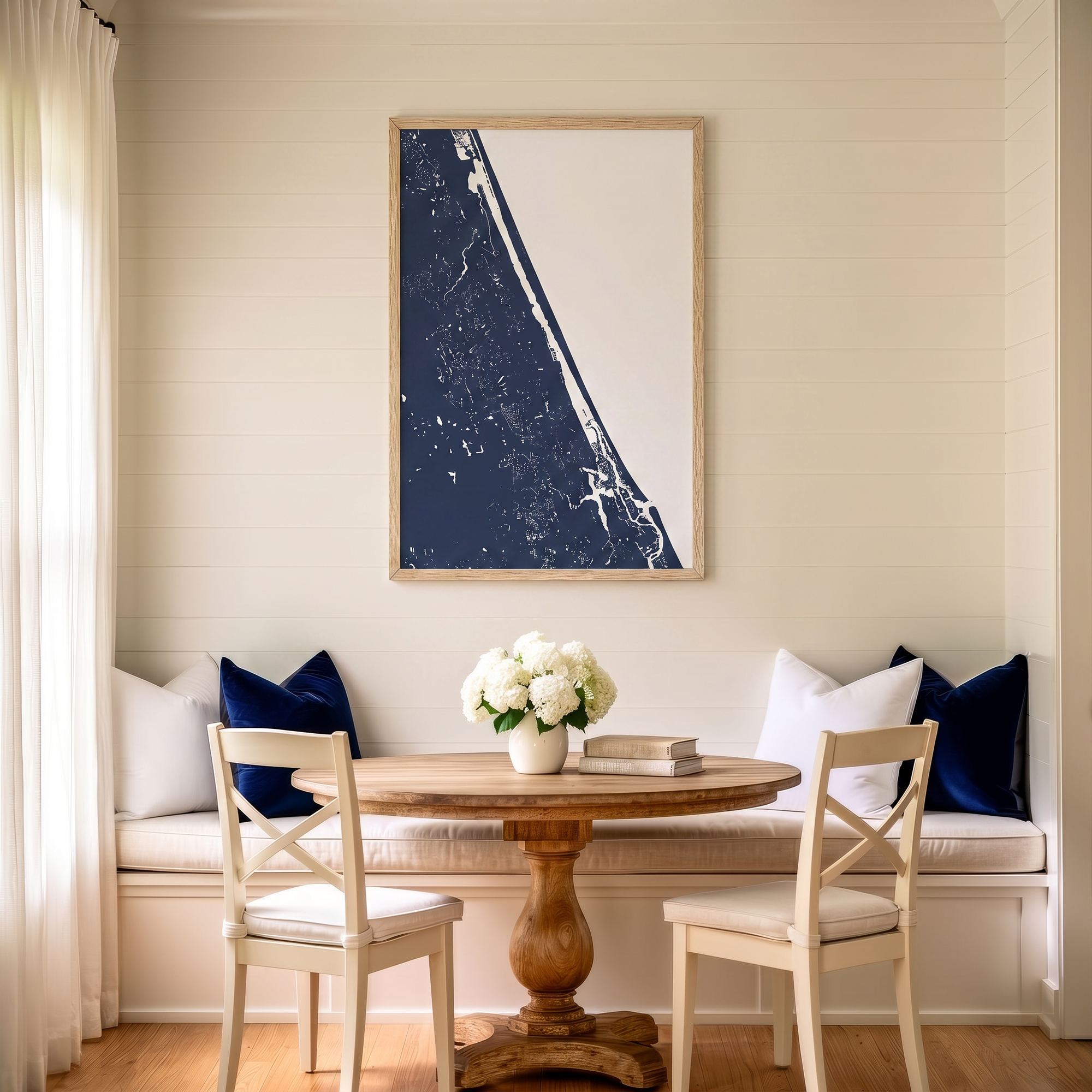 Daytona Beach matte map art in dining nook setting