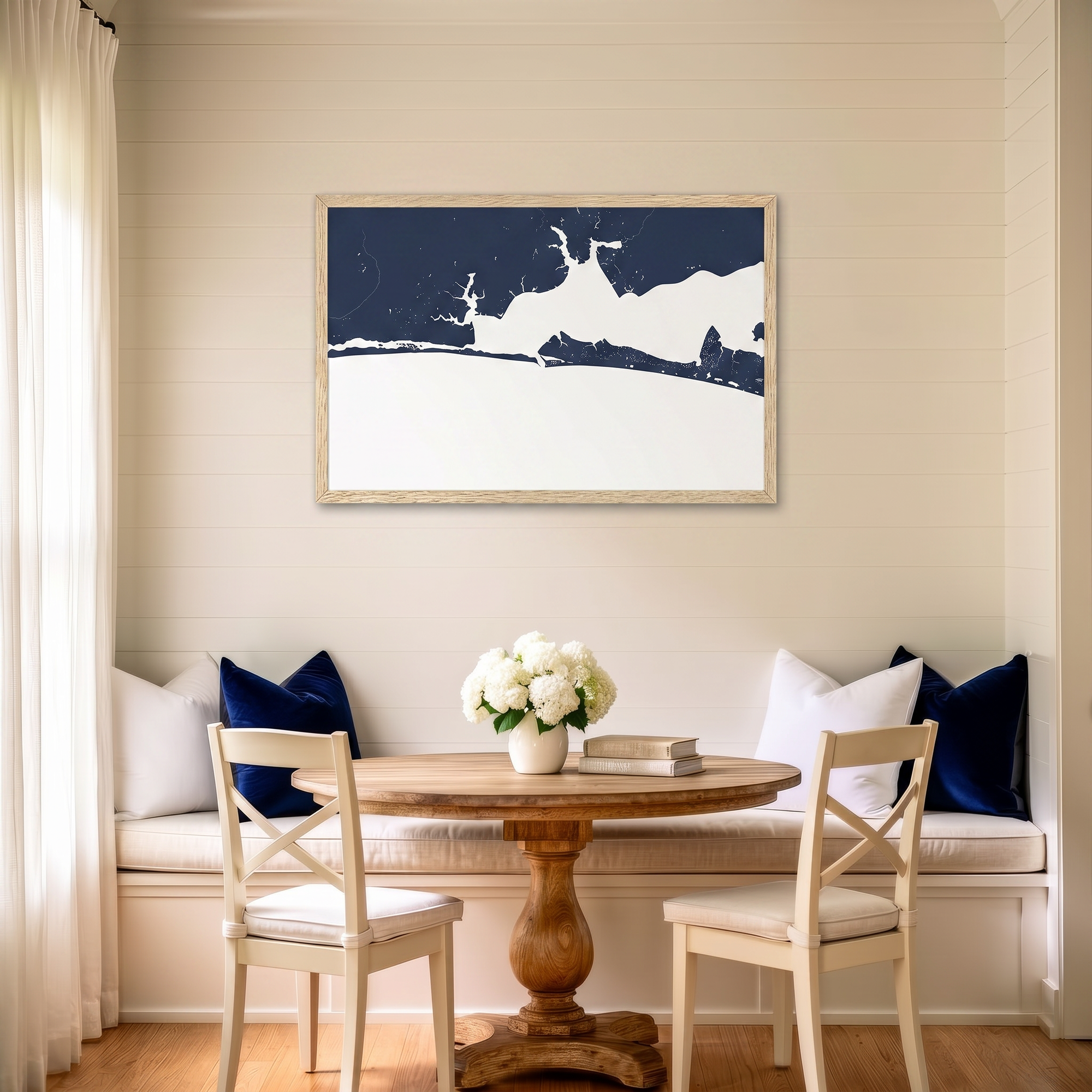 Destin matte map art in dining nook setting