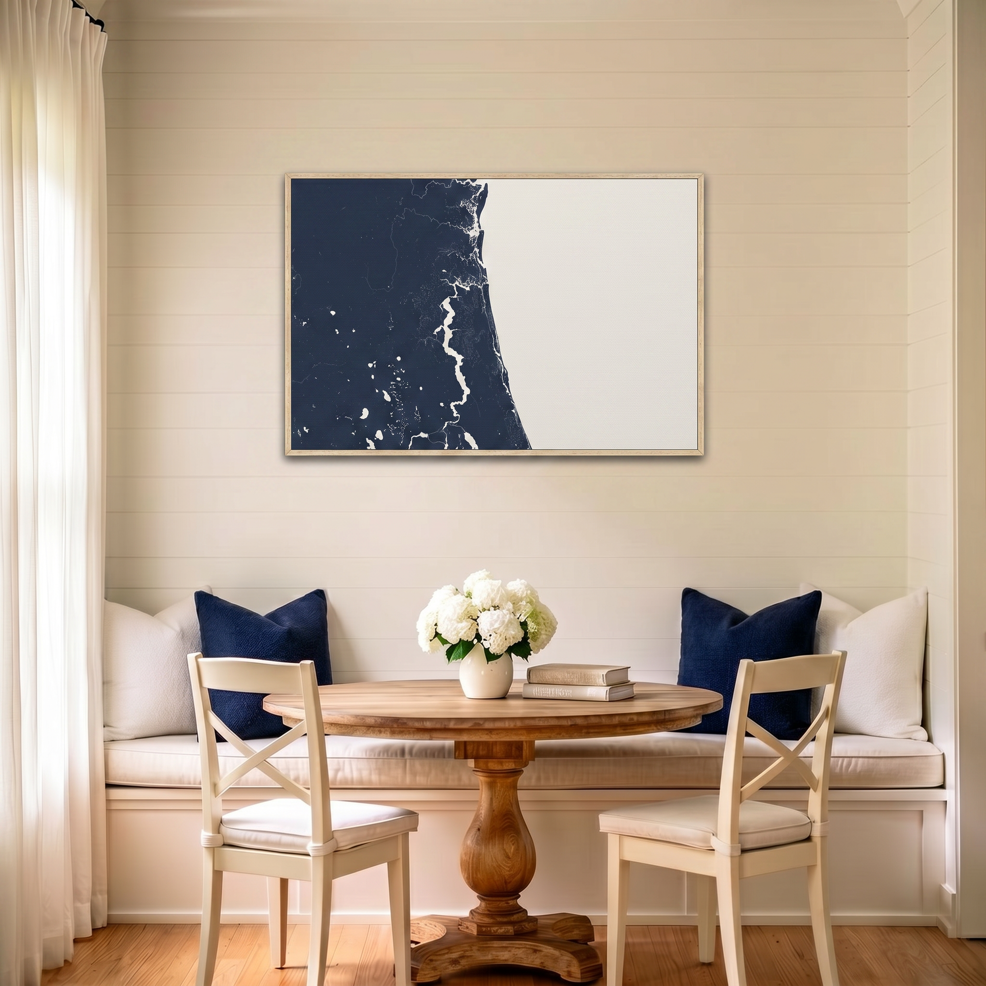 First Coast / Northeast Florida canvas map art in dining nook setting