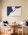 Galveston matte map art in dining nook setting