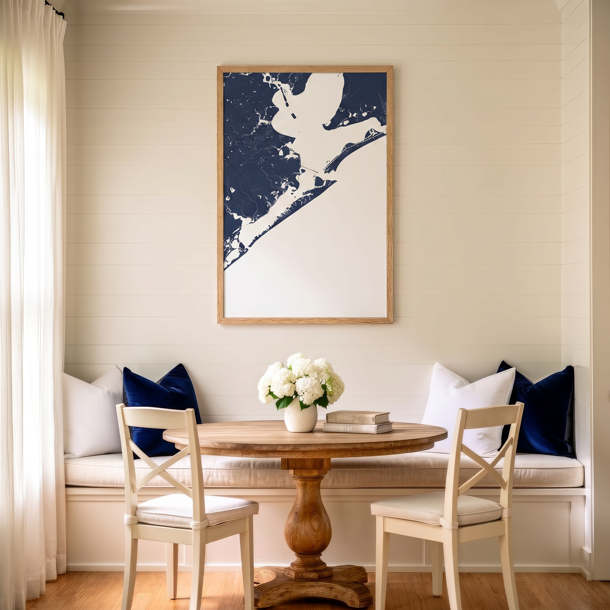 Galveston matte map art in dining nook setting