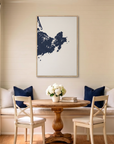 Gloucester canvas map art in dining nook setting