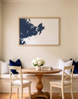 Gloucester matte map art in dining nook setting