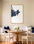 Gloucester matte map art in dining nook setting