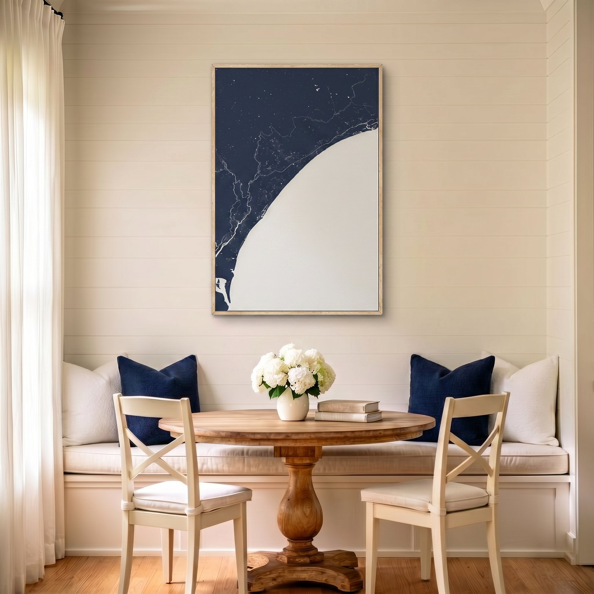 Grand Strand canvas map art in dining nook setting