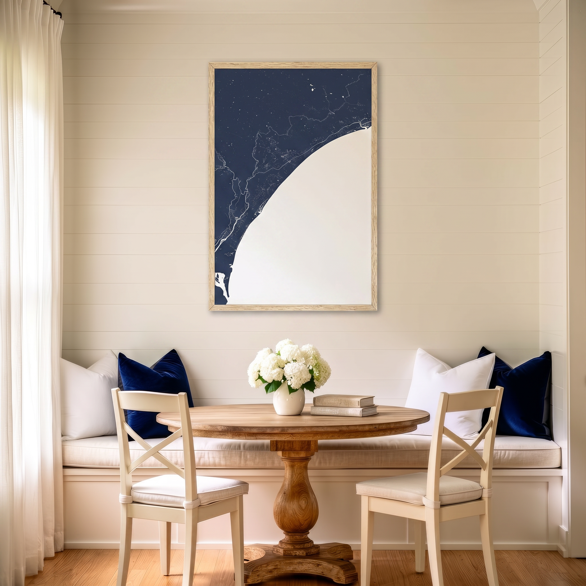 Grand Strand matte map art in dining nook setting