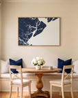 Hilton Head Island canvas map art in dining nook setting