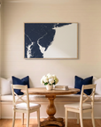 Jersey Shore canvas map art in dining nook setting
