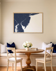 Jersey Shore matte map art in dining nook setting