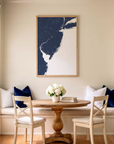 Jersey Shore matte map art in dining nook setting