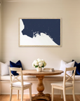 Long Beach matte map art in dining nook setting