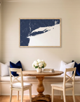 Long Island matte map art in dining nook setting