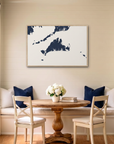 Martha's Vineyard canvas map art in dining nook setting