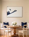 Montauk canvas map art in dining nook setting