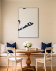 Montauk canvas map art in dining nook setting