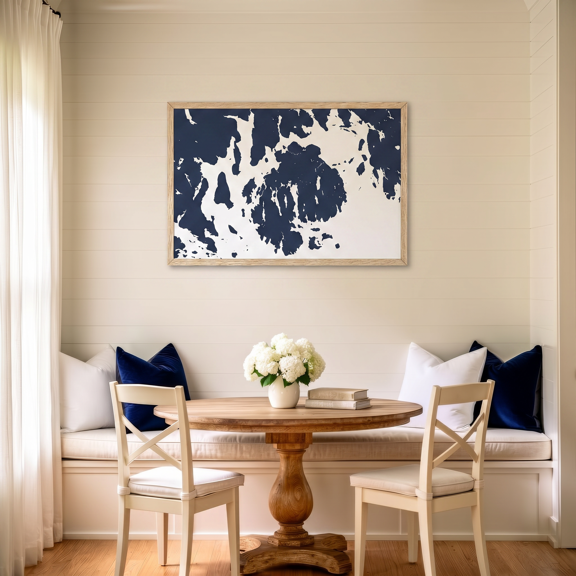 Mount Desert matte map art in dining nook setting