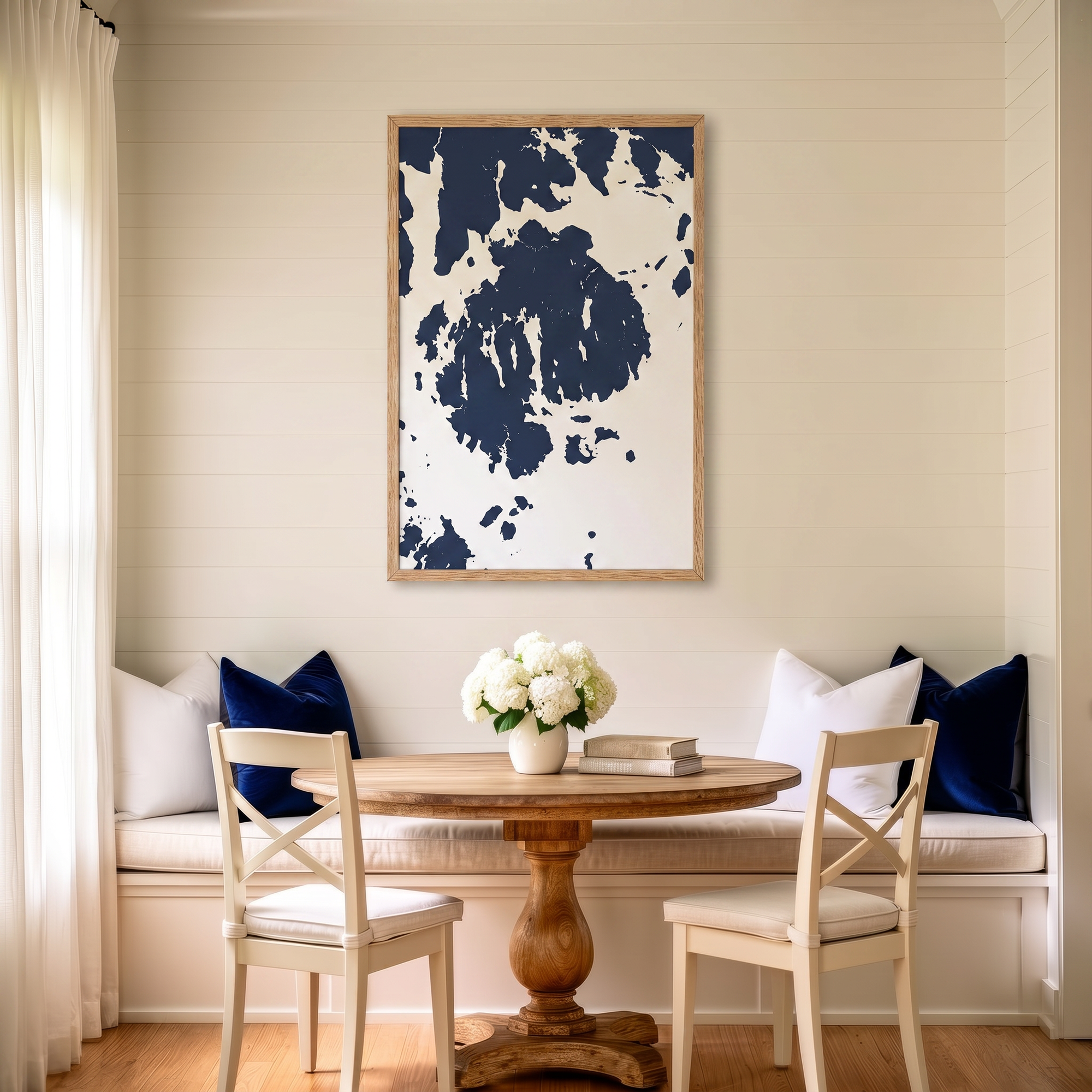 Mount Desert matte map art in dining nook setting