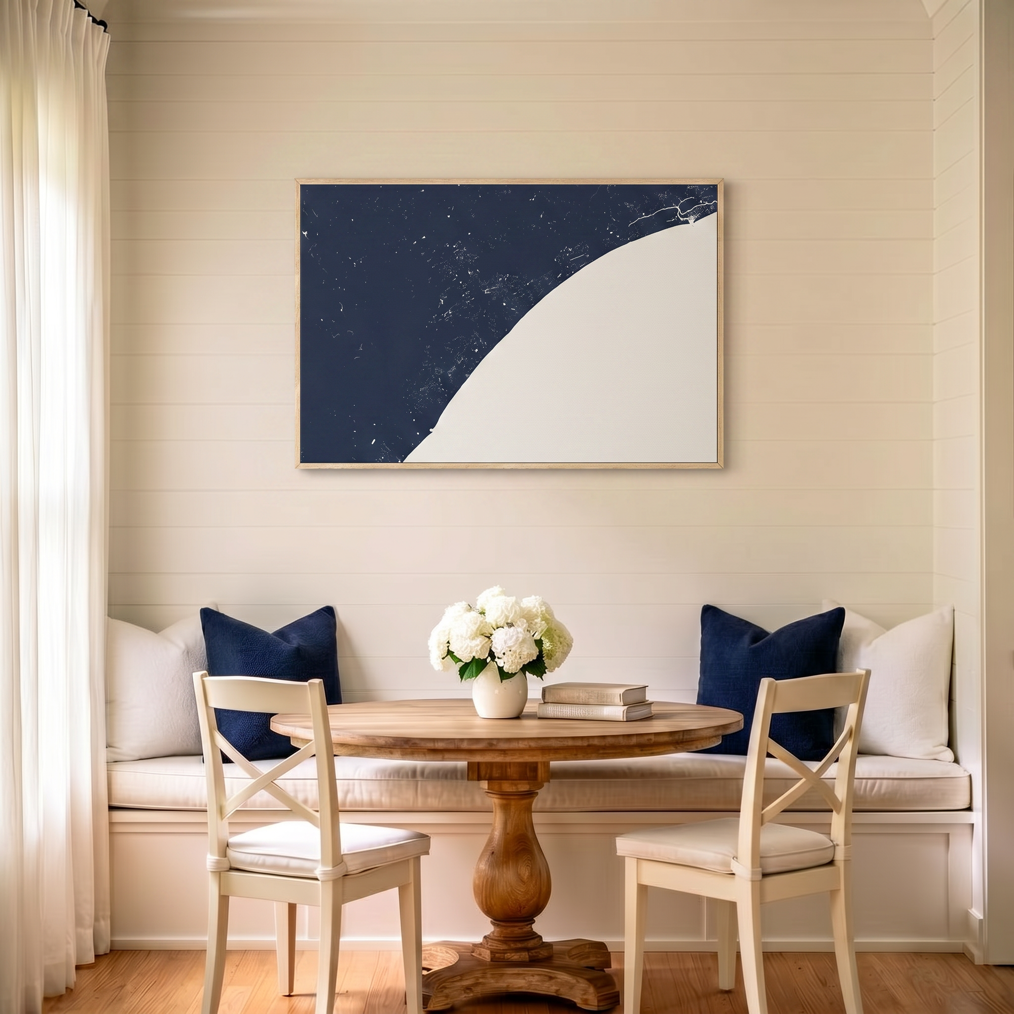 Myrtle Beach canvas map art in dining nook setting