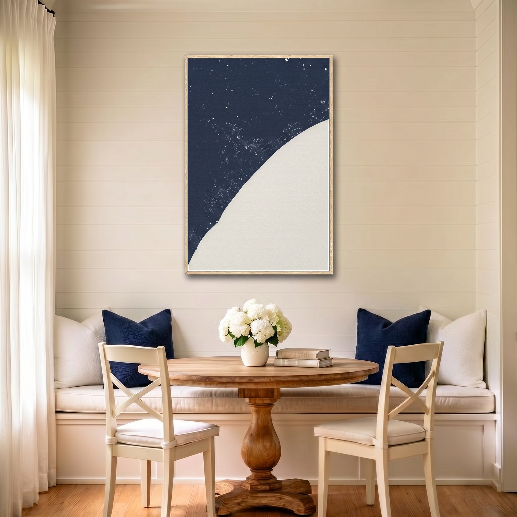 Myrtle Beach canvas map art in dining nook setting