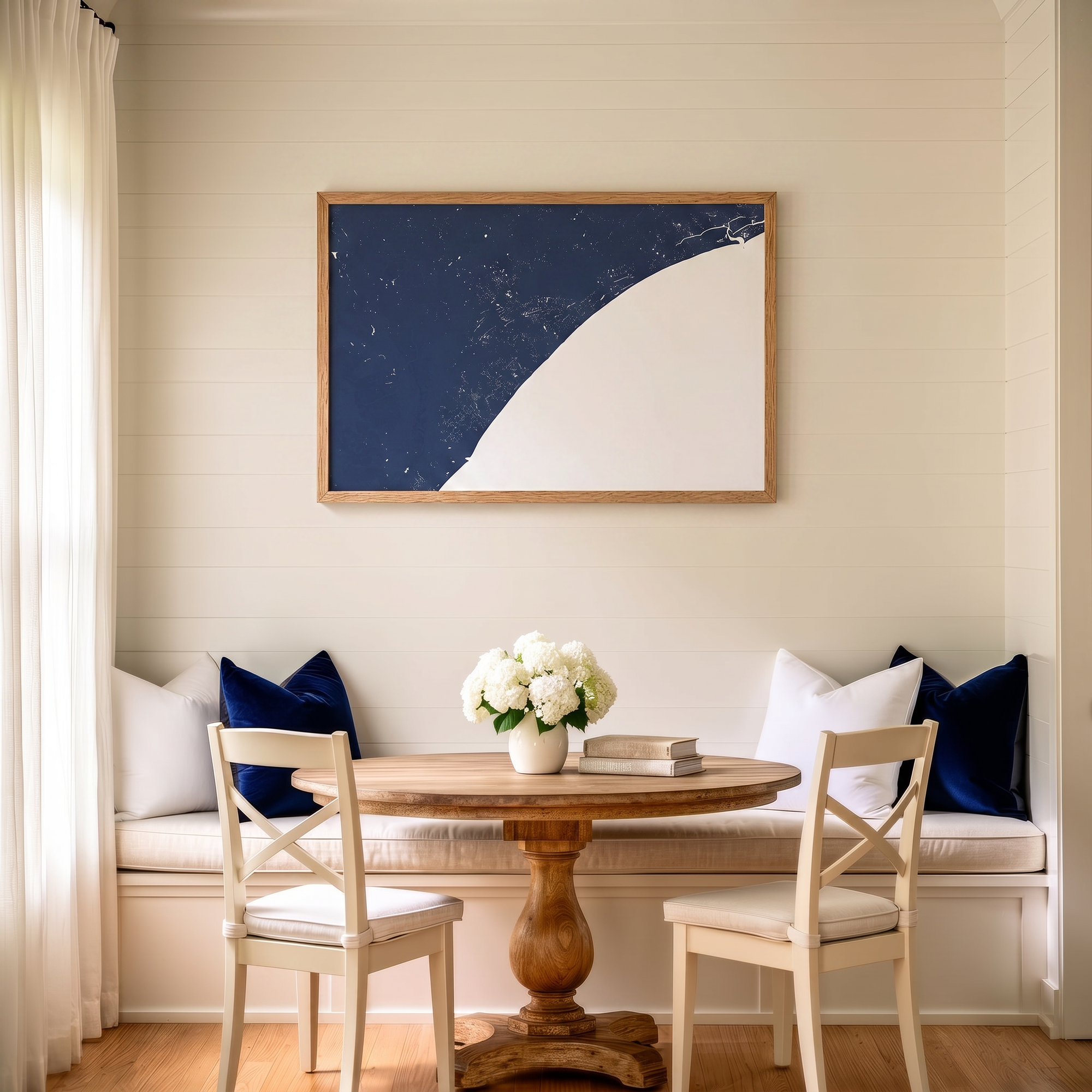 Myrtle Beach matte map art in dining nook setting