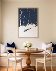 Mystic matte map art in dining nook setting