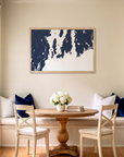 Newport matte map art in dining nook setting
