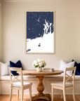 Newport matte map art in dining nook setting