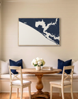 Panama City Beach canvas map art in dining nook setting