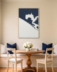 Panama City Beach canvas map art in dining nook setting