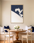Panama City Beach matte map art in dining nook setting