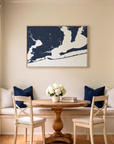 Pensacola canvas map art in dining nook setting