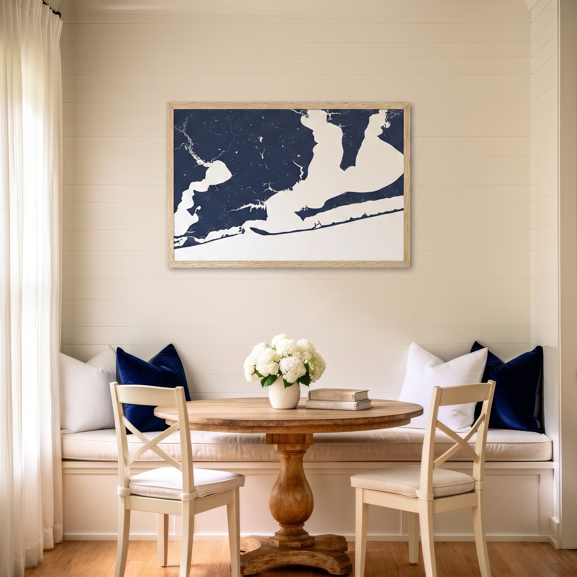 Pensacola matte map art in dining nook setting