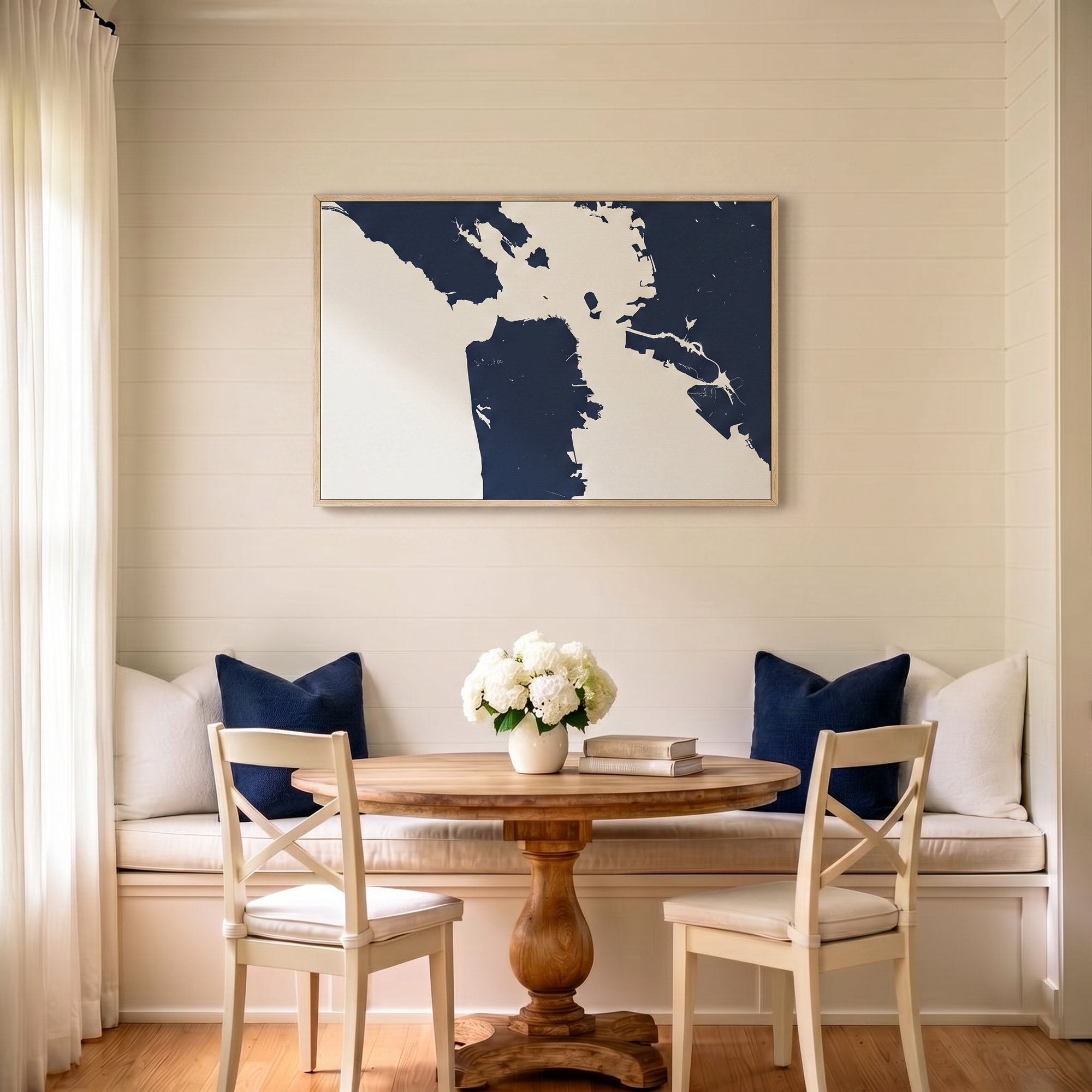 San Francisco canvas map art in dining nook setting