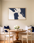 San Francisco matte map art in dining nook setting
