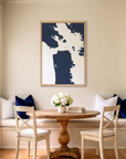 San Francisco matte map art in dining nook setting