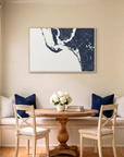Sanibel canvas map art in dining nook setting