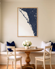 Siesta Key matte map art in dining nook setting