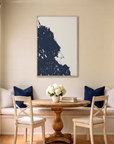 South Shore Massachusetts canvas map art in dining nook setting
