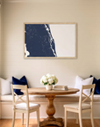 St. Augustine matte map art in dining nook setting