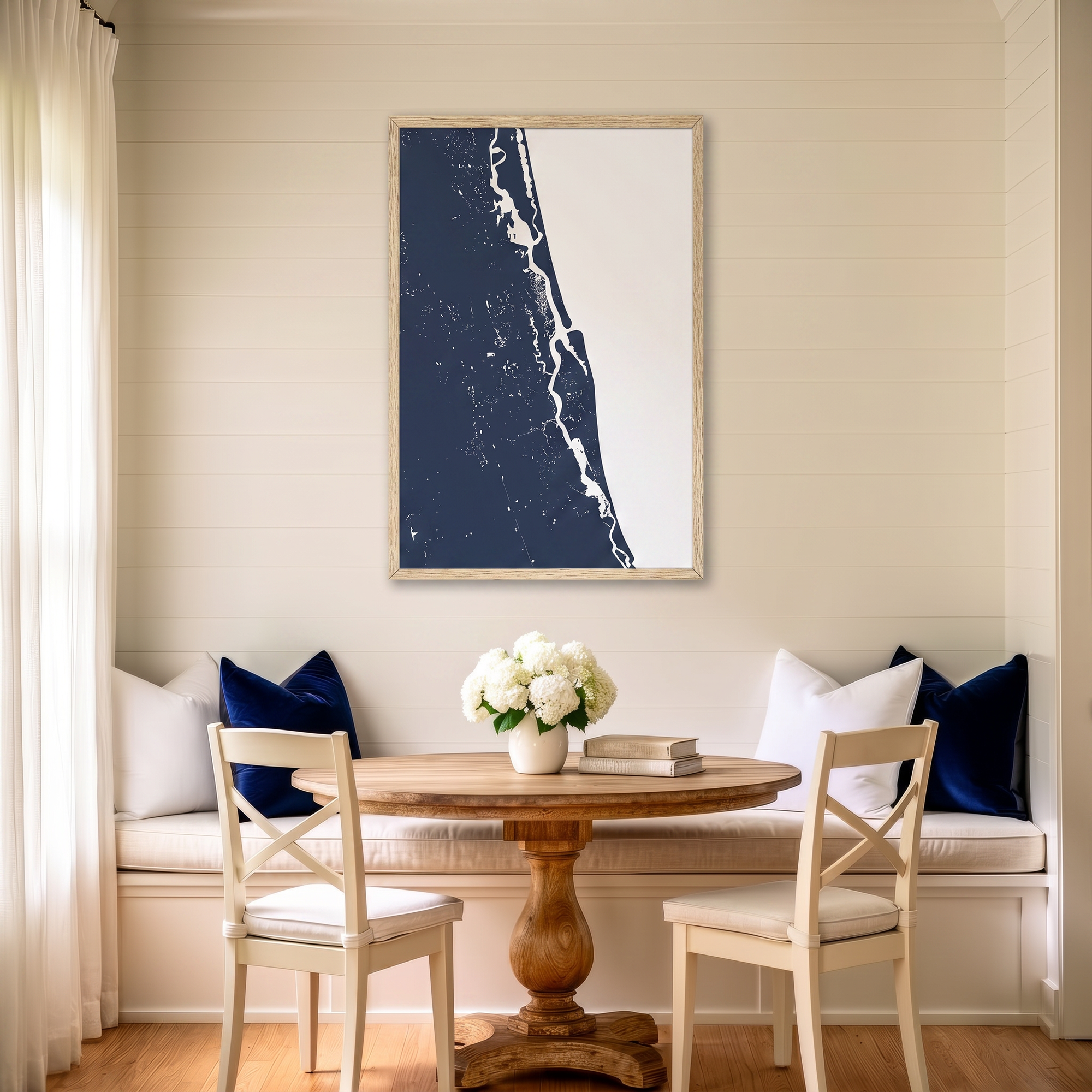 St. Augustine matte map art in dining nook setting