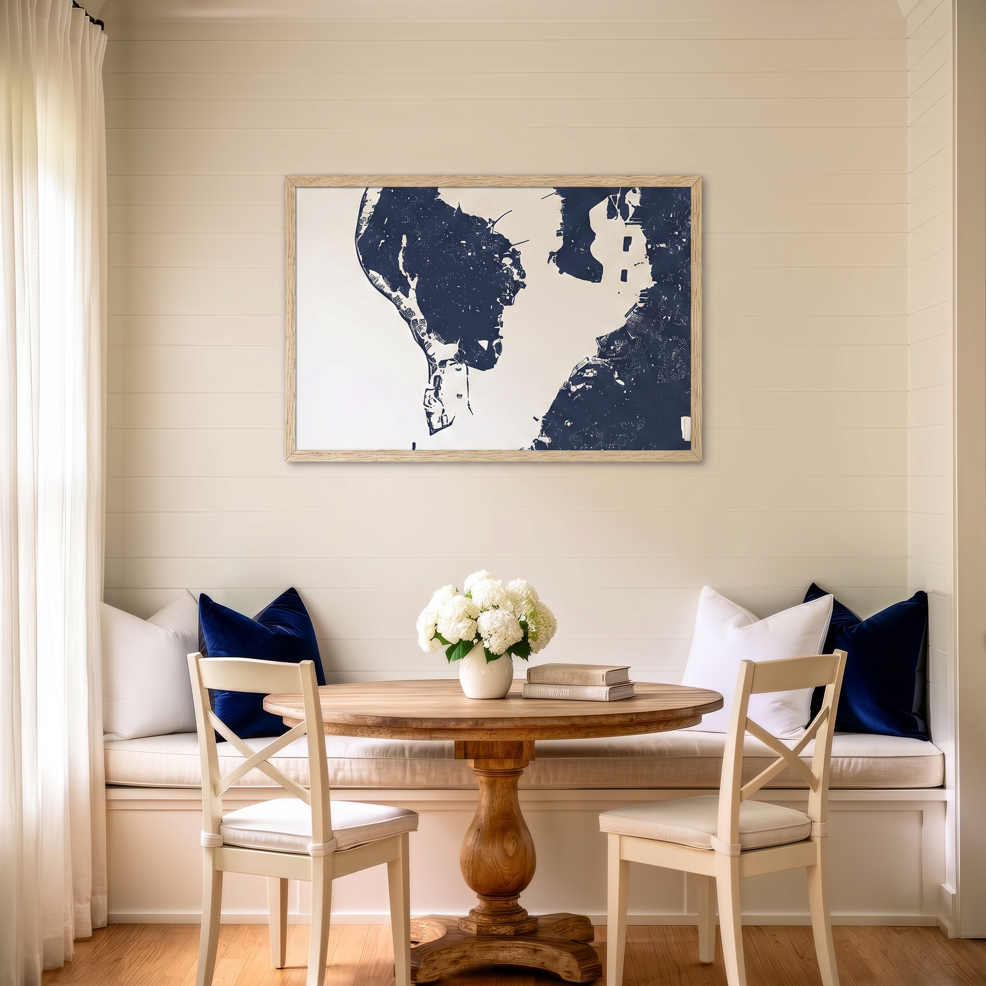 St. Petersburg matte map art in dining nook setting