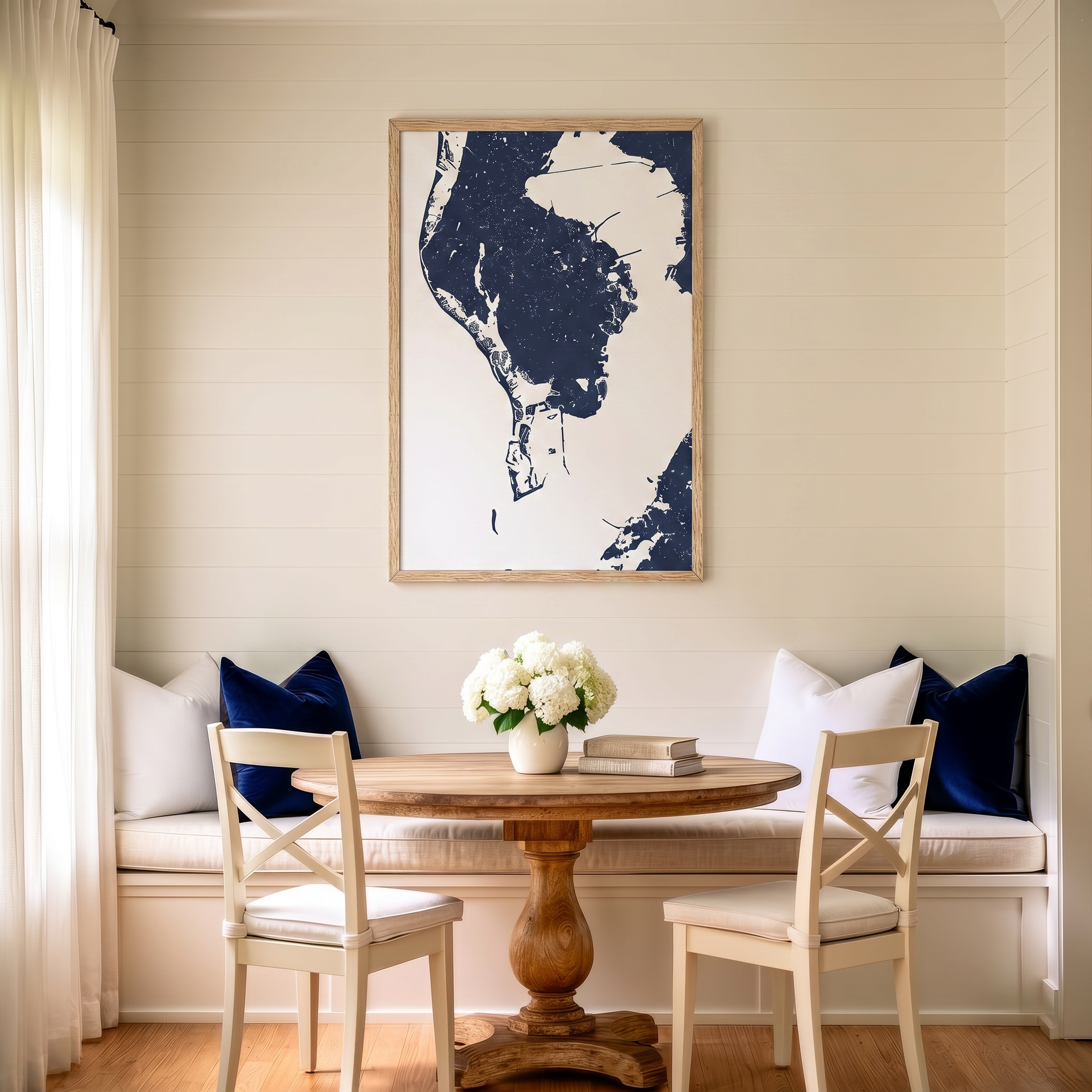 St. Petersburg matte map art in dining nook setting