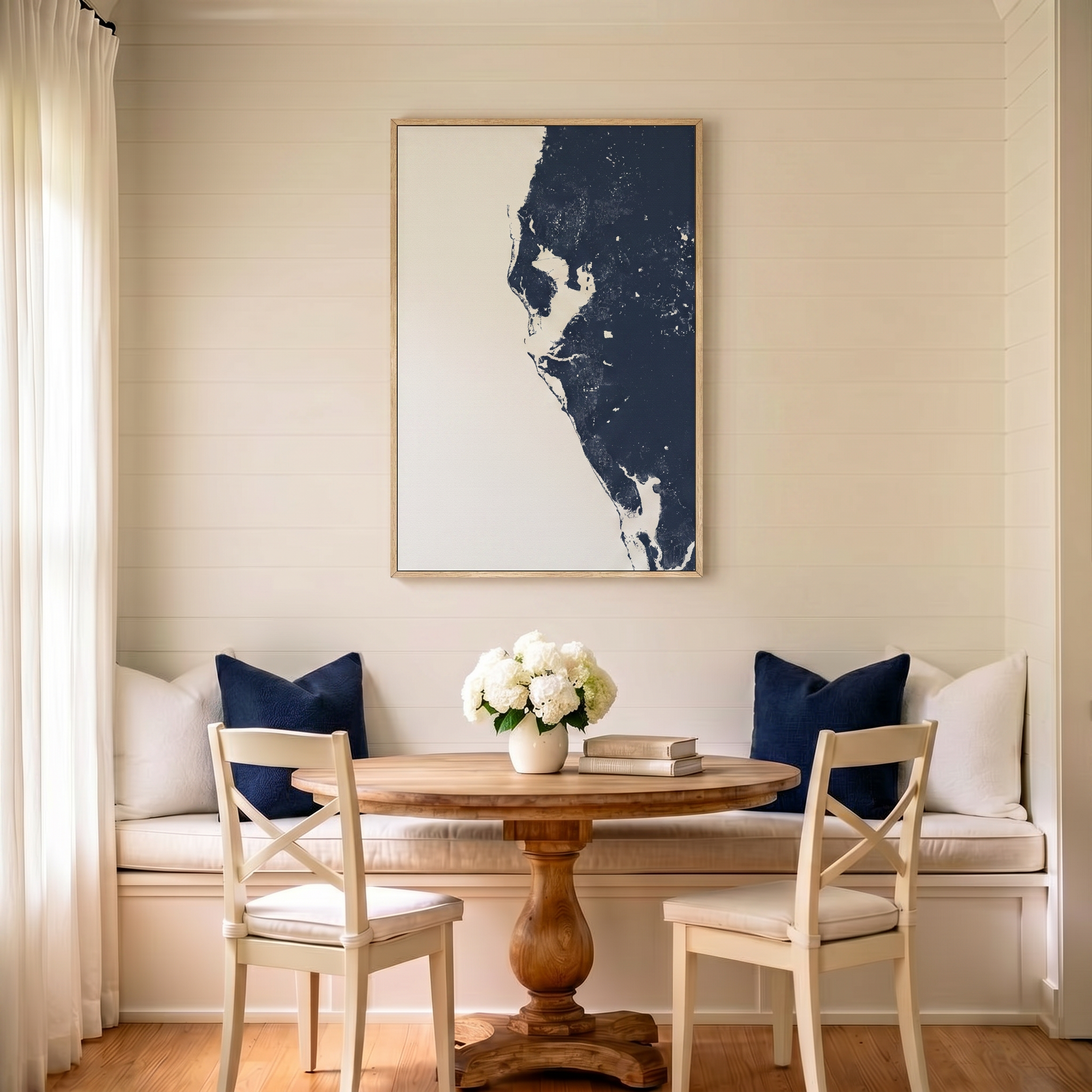 Tampa Bay / Sarasota canvas map art in dining nook setting