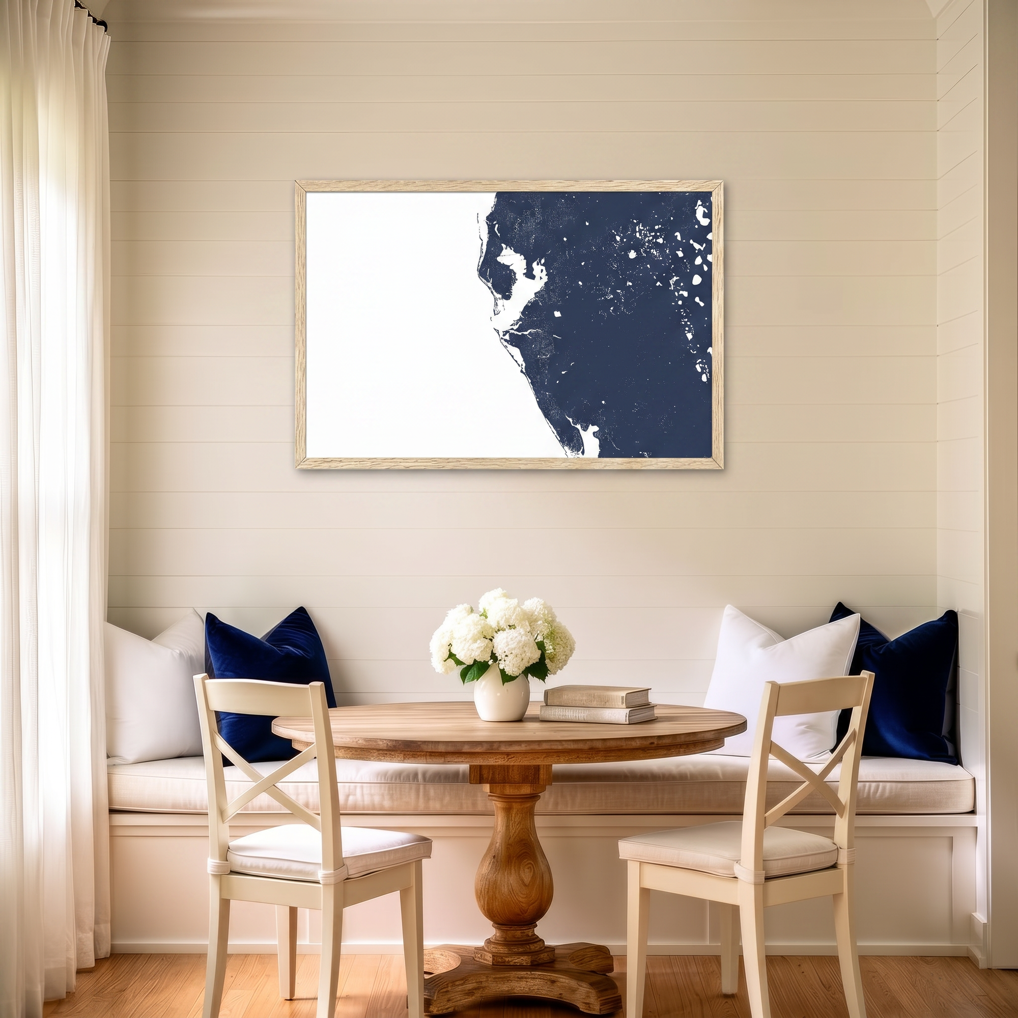 Tampa Bay / Sarasota matte map art in dining nook setting