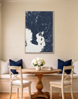 Tampa canvas map art in dining nook setting