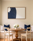 The Palm Beaches canvas map art in dining nook setting