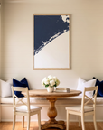 Topsail Island matte map art in dining nook setting