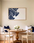 Tybee Island matte map art in dining nook setting