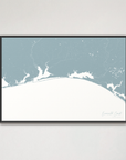 Emerald Coast Coastal Map — Canvas Horizontal, soft-blue, Black Frame